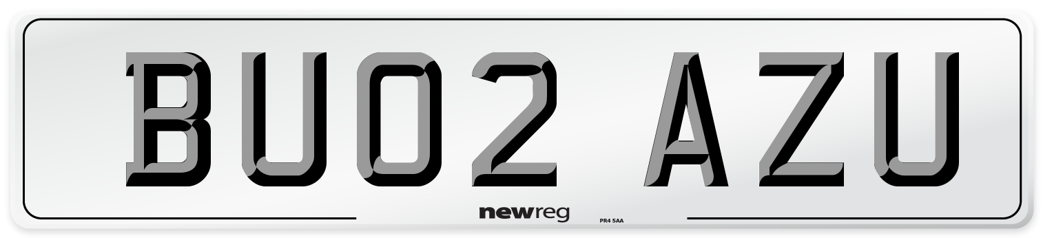 BU02 AZU Number Plate from New Reg